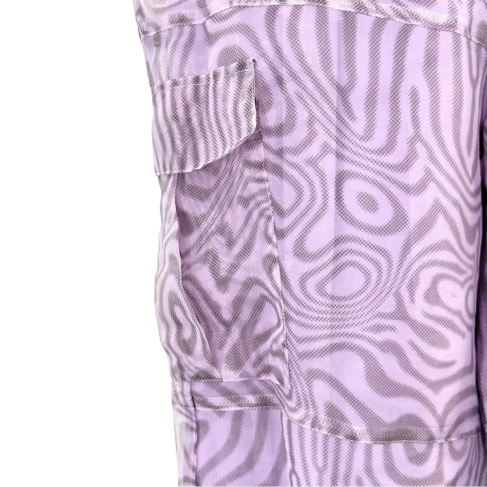 The Ragged Priest Dissolver Purple Mesh Overlay Oversized Wide Leg Cargo Pants - Picture 6 of 13